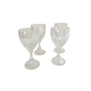 Vintage Mikasa Solid Crystal Wine Glass Ribbed Lot of 4 Clear Cut Goblets